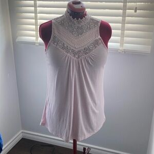 Kismet Pink Lace Sleeveless Top, Sz S